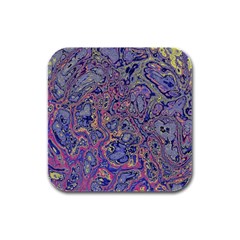 Colorful Marbled Paint Texture Rubber Square Coaster (4 Pack)  by SpinnyChairDesigns