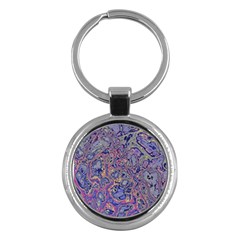 Colorful Marbled Paint Texture Key Chain (round) by SpinnyChairDesigns