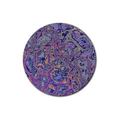 Colorful Marbled Paint Texture Rubber Coaster (round)  by SpinnyChairDesigns