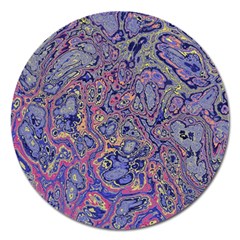 Colorful Marbled Paint Texture Magnet 5  (round) by SpinnyChairDesigns