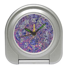 Colorful Marbled Paint Texture Travel Alarm Clock by SpinnyChairDesigns