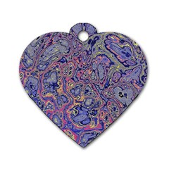 Colorful Marbled Paint Texture Dog Tag Heart (one Side) by SpinnyChairDesigns