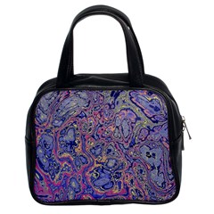 Colorful Marbled Paint Texture Classic Handbag (two Sides) by SpinnyChairDesigns