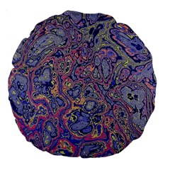 Colorful Marbled Paint Texture Large 18  Premium Round Cushions by SpinnyChairDesigns