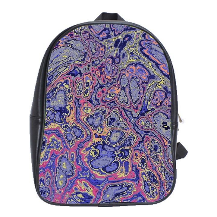 Colorful Marbled Paint Texture School Bag (XL)