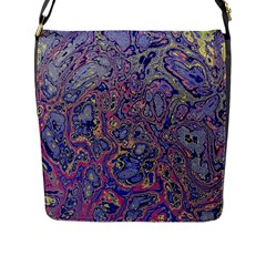 Colorful Marbled Paint Texture Flap Closure Messenger Bag (l) by SpinnyChairDesigns