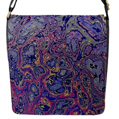 Colorful Marbled Paint Texture Flap Closure Messenger Bag (s) by SpinnyChairDesigns