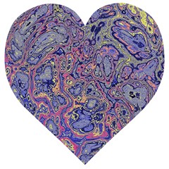 Colorful Marbled Paint Texture Wooden Puzzle Heart by SpinnyChairDesigns