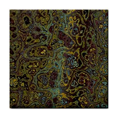 Dark Brown Gold Abstract Marble Texture Tile Coaster by SpinnyChairDesigns