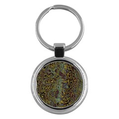 Dark Brown Gold Abstract Marble Texture Key Chain (round) by SpinnyChairDesigns