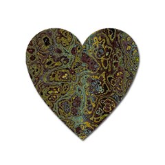 Dark Brown Gold Abstract Marble Texture Heart Magnet by SpinnyChairDesigns