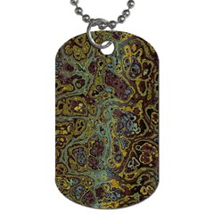 Dark Brown Gold Abstract Marble Texture Dog Tag (two Sides) by SpinnyChairDesigns