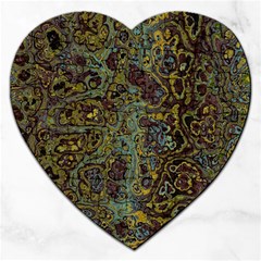 Dark Brown Gold Abstract Marble Texture Jigsaw Puzzle (heart) by SpinnyChairDesigns