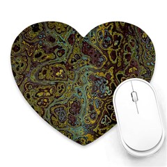 Dark Brown Gold Abstract Marble Texture Heart Mousepads by SpinnyChairDesigns