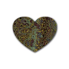 Dark Brown Gold Abstract Marble Texture Heart Coaster (4 Pack)  by SpinnyChairDesigns