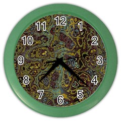 Dark Brown Gold Abstract Marble Texture Color Wall Clock by SpinnyChairDesigns