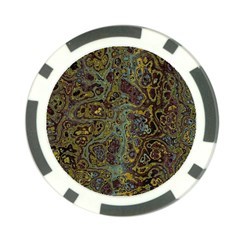 Dark Brown Gold Abstract Marble Texture Poker Chip Card Guard by SpinnyChairDesigns