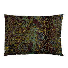 Dark Brown Gold Abstract Marble Texture Pillow Case (two Sides) by SpinnyChairDesigns