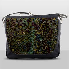 Dark Brown Gold Abstract Marble Texture Messenger Bag by SpinnyChairDesigns