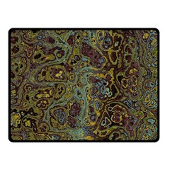 Dark Brown Gold Abstract Marble Texture Double Sided Fleece Blanket (small)  by SpinnyChairDesigns