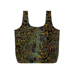 Dark Brown Gold Abstract Marble Texture Full Print Recycle Bag (s) by SpinnyChairDesigns