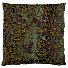 Dark Brown Gold Abstract Marble Texture Large Flano Cushion Case (two Sides) by SpinnyChairDesigns