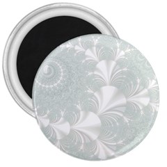 Mint Cream And White Intricate Swirl Spiral 3  Magnets by SpinnyChairDesigns