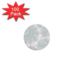 Mint Cream And White Intricate Swirl Spiral 1  Mini Buttons (100 Pack)  by SpinnyChairDesigns