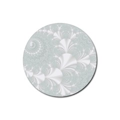 Mint Cream And White Intricate Swirl Spiral Rubber Coaster (round)  by SpinnyChairDesigns