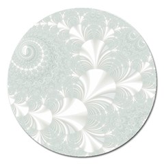 Mint Cream And White Intricate Swirl Spiral Magnet 5  (round) by SpinnyChairDesigns