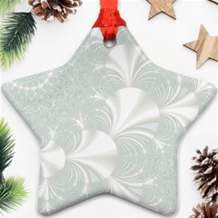 Mint Cream And White Intricate Swirl Spiral Star Ornament (two Sides) by SpinnyChairDesigns