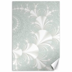 Mint Cream And White Intricate Swirl Spiral Canvas 12  X 18  by SpinnyChairDesigns