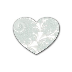 Mint Cream And White Intricate Swirl Spiral Heart Coaster (4 Pack)  by SpinnyChairDesigns