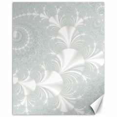 Mint Cream And White Intricate Swirl Spiral Canvas 11  X 14  by SpinnyChairDesigns