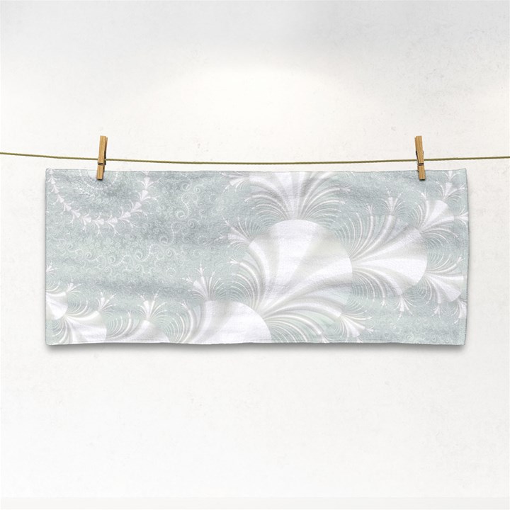 Mint Cream and White Intricate Swirl Spiral Hand Towel