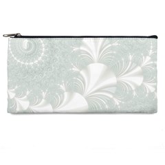 Mint Cream And White Intricate Swirl Spiral Pencil Case by SpinnyChairDesigns