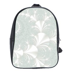 Mint Cream And White Intricate Swirl Spiral School Bag (large) by SpinnyChairDesigns