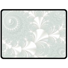 Mint Cream And White Intricate Swirl Spiral Fleece Blanket (large)  by SpinnyChairDesigns