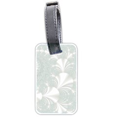 Mint Cream And White Intricate Swirl Spiral Luggage Tag (two Sides) by SpinnyChairDesigns