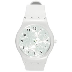 Mint Cream And White Intricate Swirl Spiral Round Plastic Sport Watch (m) by SpinnyChairDesigns