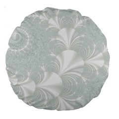 Mint Cream And White Intricate Swirl Spiral Large 18  Premium Round Cushions by SpinnyChairDesigns