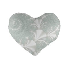 Mint Cream And White Intricate Swirl Spiral Standard 16  Premium Heart Shape Cushions by SpinnyChairDesigns