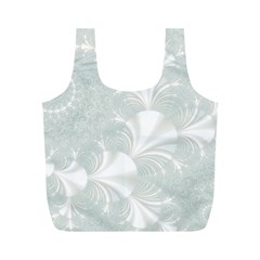 Mint Cream And White Intricate Swirl Spiral Full Print Recycle Bag (m) by SpinnyChairDesigns