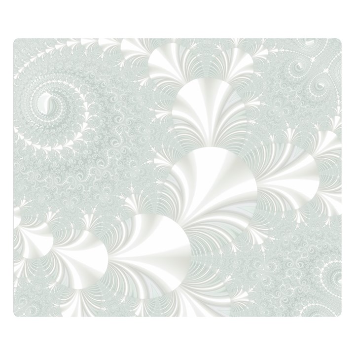 Mint Cream and White Intricate Swirl Spiral Double Sided Flano Blanket (Small) 