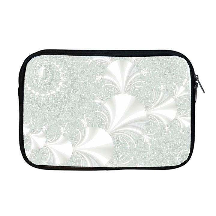 Mint Cream and White Intricate Swirl Spiral Apple MacBook Pro 17  Zipper Case