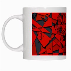 Red Grey Abstract Grunge Pattern White Mugs by SpinnyChairDesigns