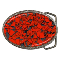 Red Grey Abstract Grunge Pattern Belt Buckles by SpinnyChairDesigns