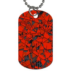 Red Grey Abstract Grunge Pattern Dog Tag (two Sides) by SpinnyChairDesigns