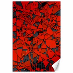 Red Grey Abstract Grunge Pattern Canvas 12  X 18  by SpinnyChairDesigns