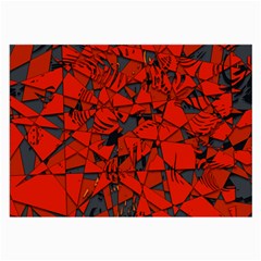 Red Grey Abstract Grunge Pattern Large Glasses Cloth (2 Sides) by SpinnyChairDesigns